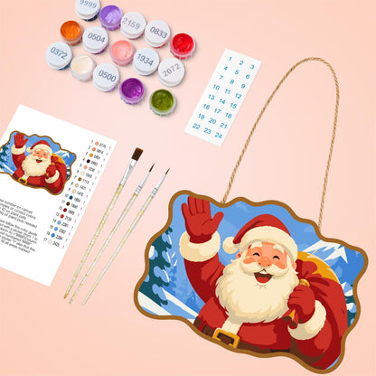 Waving Santa Mountain Hello paint by numbers hanging sign – image 4