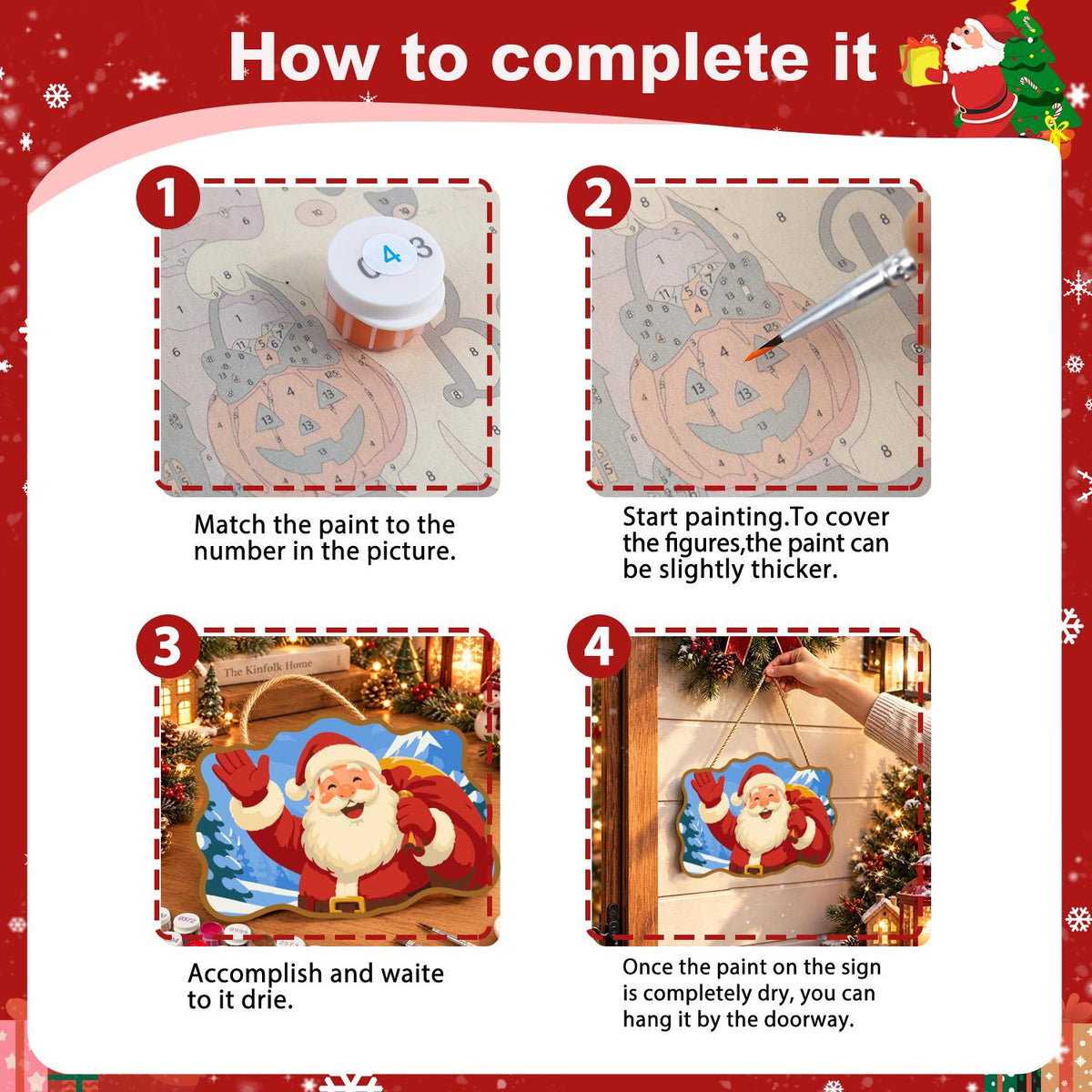 Waving Santa Mountain Hello paint by numbers hanging sign – image 6