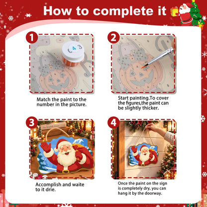 Waving Santa Mountain Hello paint by numbers hanging sign – image 6