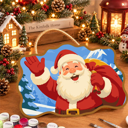 Waving Santa Mountain Hello paint by numbers hanging sign – image 8