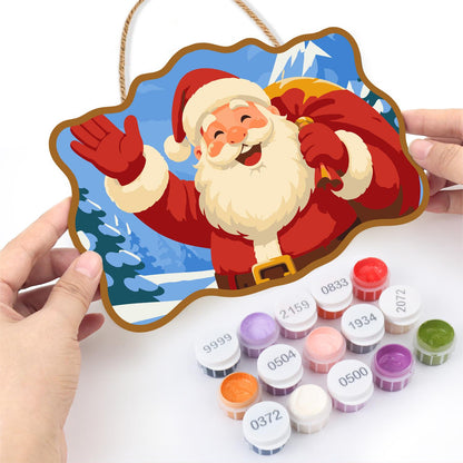 Waving Santa Mountain Hello paint by numbers hanging sign – image 9