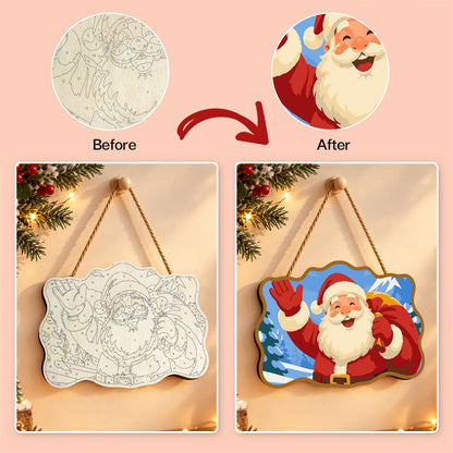 Waving Santa Mountain Hello paint by numbers hanging sign – image 10