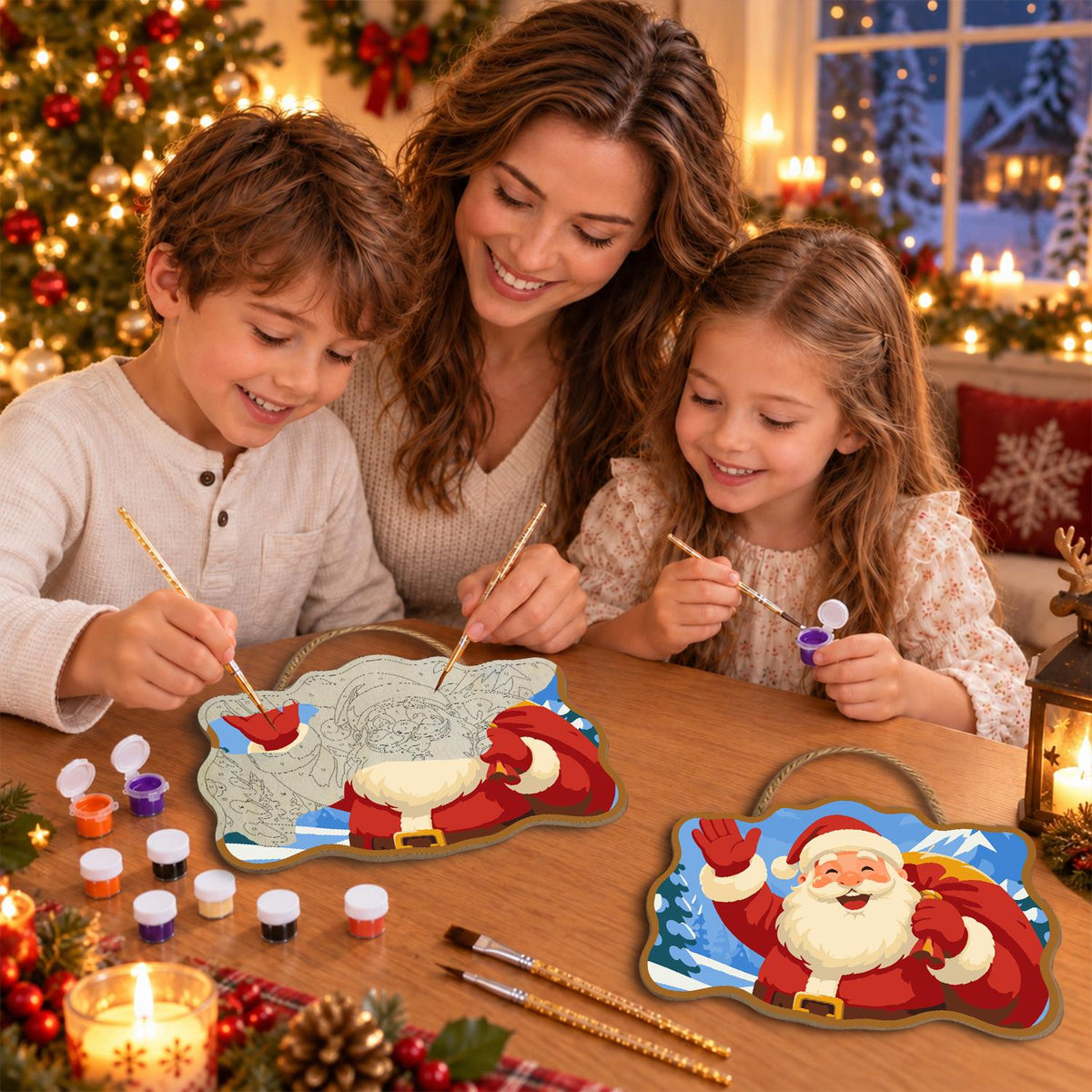Waving Santa Mountain Hello paint by numbers hanging sign – image 12