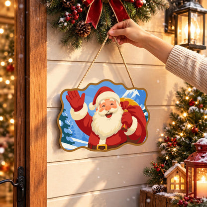 Waving Santa Mountain Hello paint by numbers hanging sign – image 14