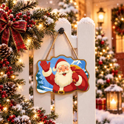 Waving Santa Mountain Hello paint by numbers hanging sign – image 15