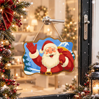Waving Santa Mountain Hello paint by numbers hanging sign – image 17