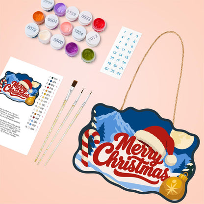 Moonlit Candy Cane Christmas paint by numbers hanging sign – image 4