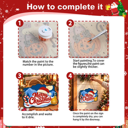 Moonlit Candy Cane Christmas paint by numbers hanging sign – image 6