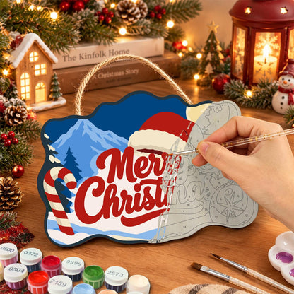 Moonlit Candy Cane Christmas paint by numbers hanging sign – image 7
