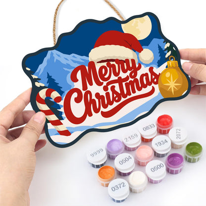 Moonlit Candy Cane Christmas paint by numbers hanging sign – image 9