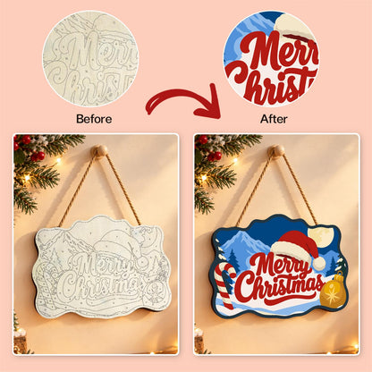 Moonlit Candy Cane Christmas paint by numbers hanging sign – image 10