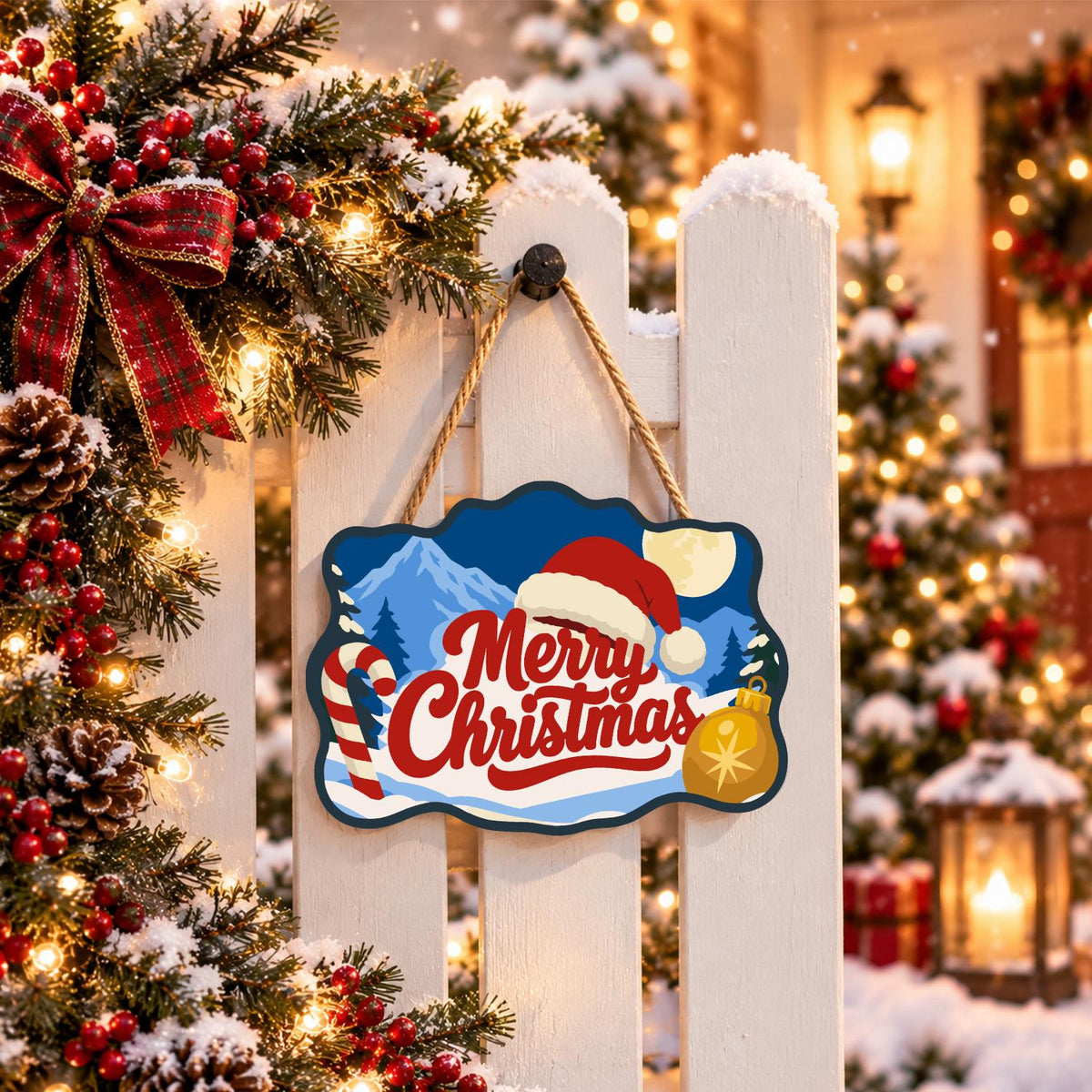 Moonlit Candy Cane Christmas paint by numbers hanging sign – image 15
