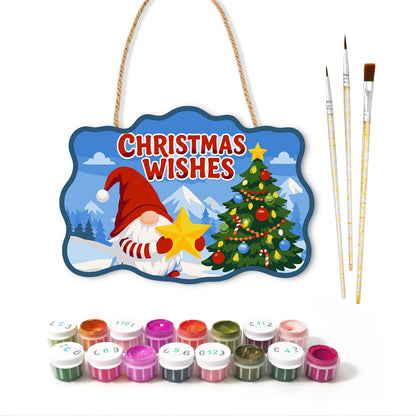Star-Holding Gnome Wishes paint by numbers hanging sign – image 2