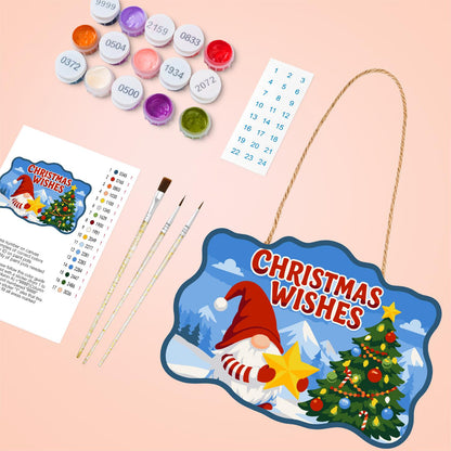 Star-Holding Gnome Wishes paint by numbers hanging sign – image 4