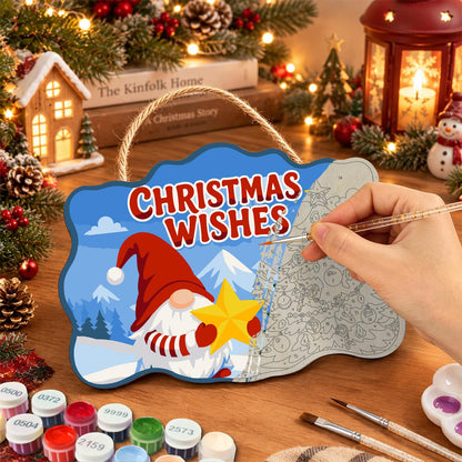 Star-Holding Gnome Wishes paint by numbers hanging sign – image 7