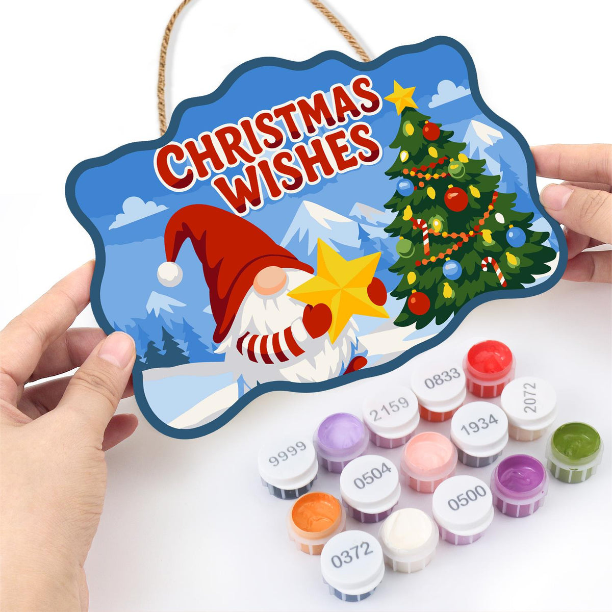 Star-Holding Gnome Wishes paint by numbers hanging sign – image 9