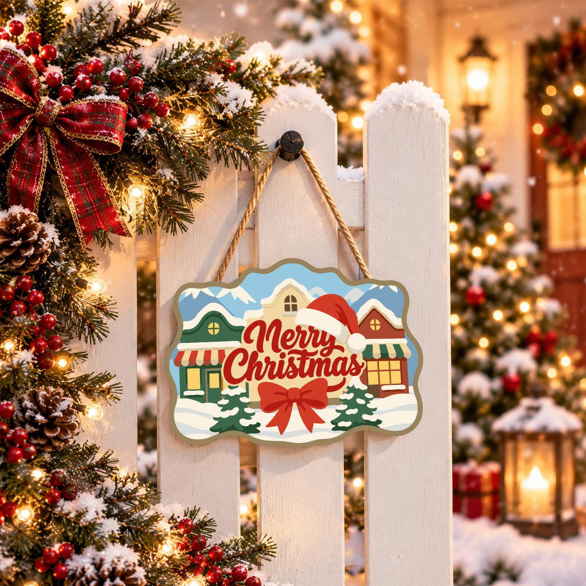 Red Bow Village Storefronts paint by numbers hanging sign – image 15