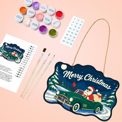 Convertible Santa Forest Cruise paint by numbers hanging sign – image 4