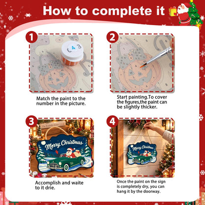 Convertible Santa Forest Cruise paint by numbers hanging sign – image 6