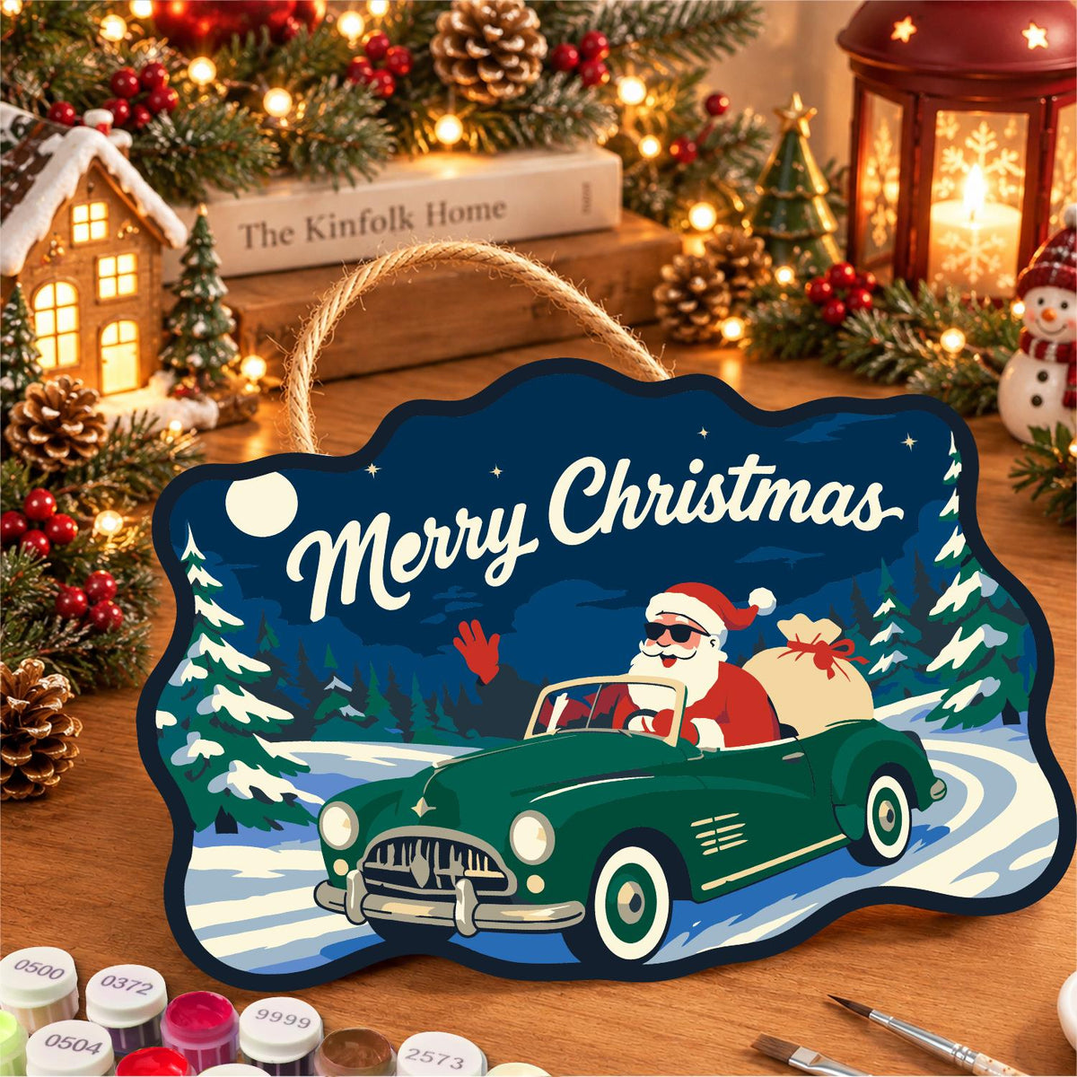 Convertible Santa Forest Cruise paint by numbers hanging sign – image 8