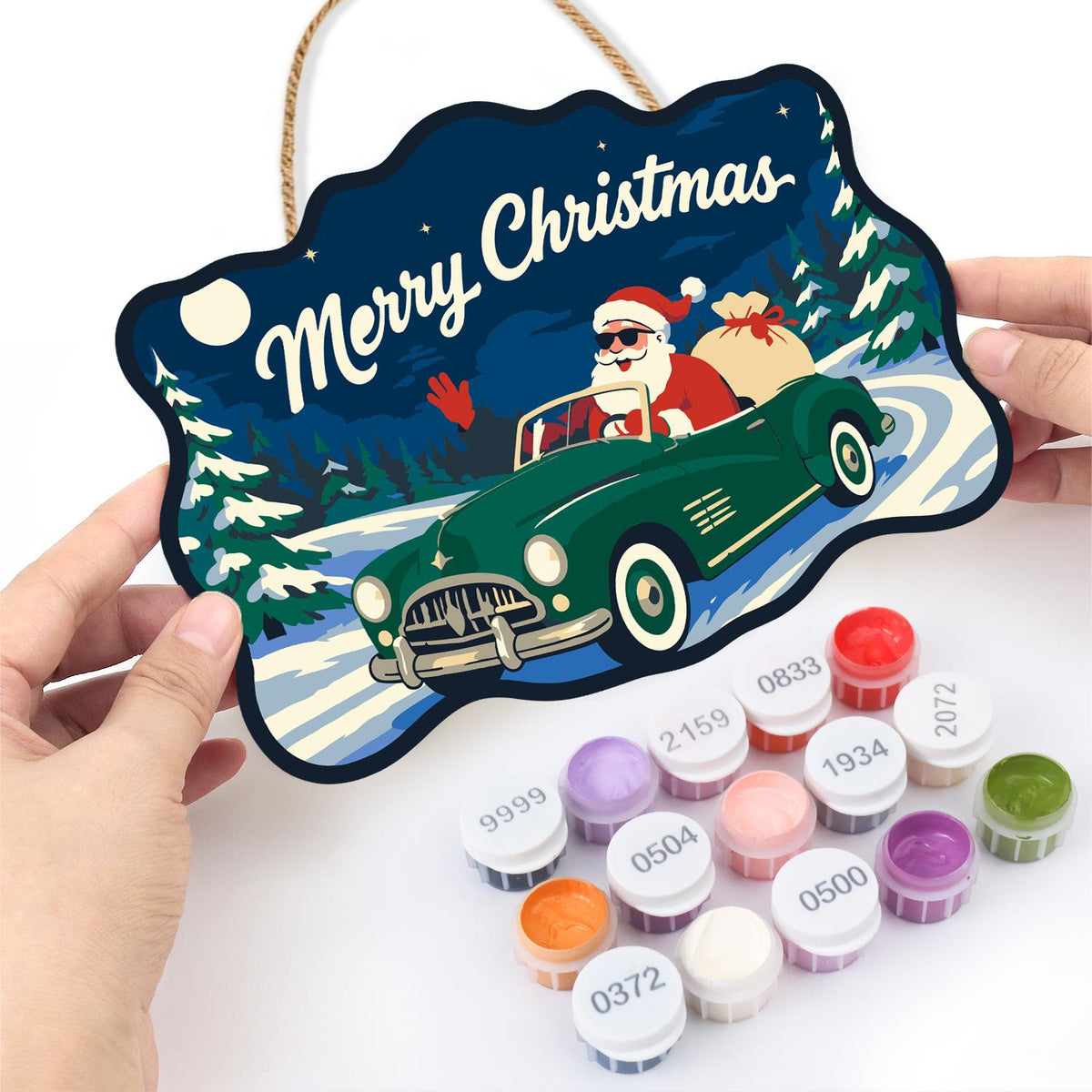 Convertible Santa Forest Cruise paint by numbers hanging sign – image 9