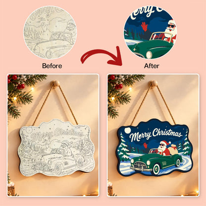 Convertible Santa Forest Cruise paint by numbers hanging sign – image 10