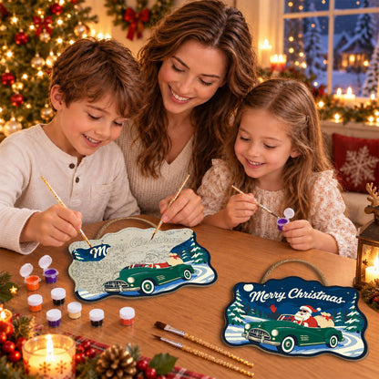 Convertible Santa Forest Cruise paint by numbers hanging sign – image 12
