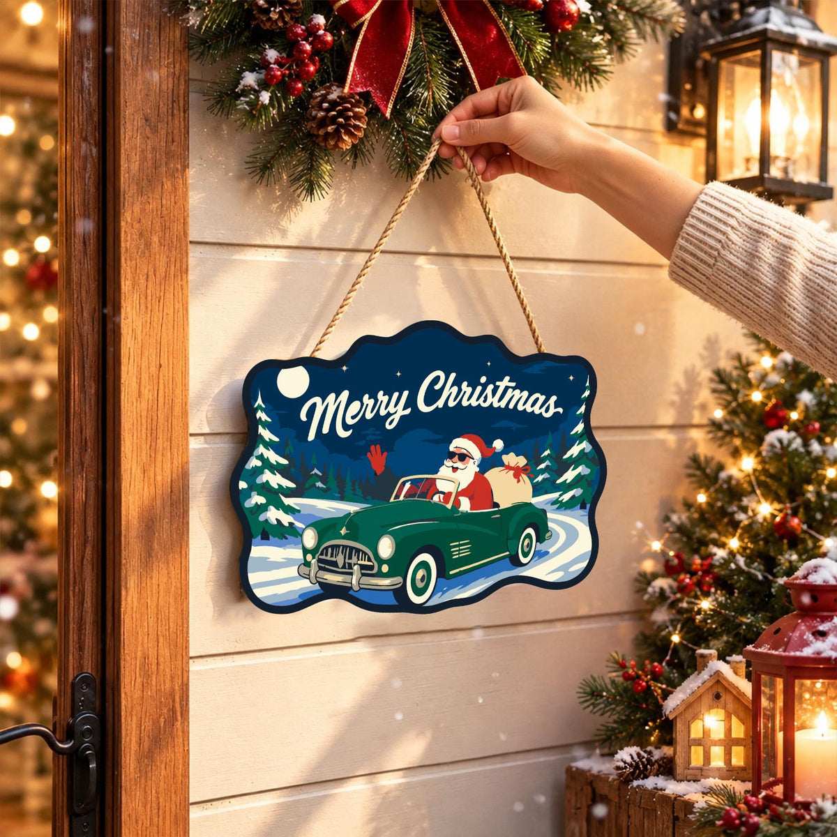 Convertible Santa Forest Cruise paint by numbers hanging sign – image 14