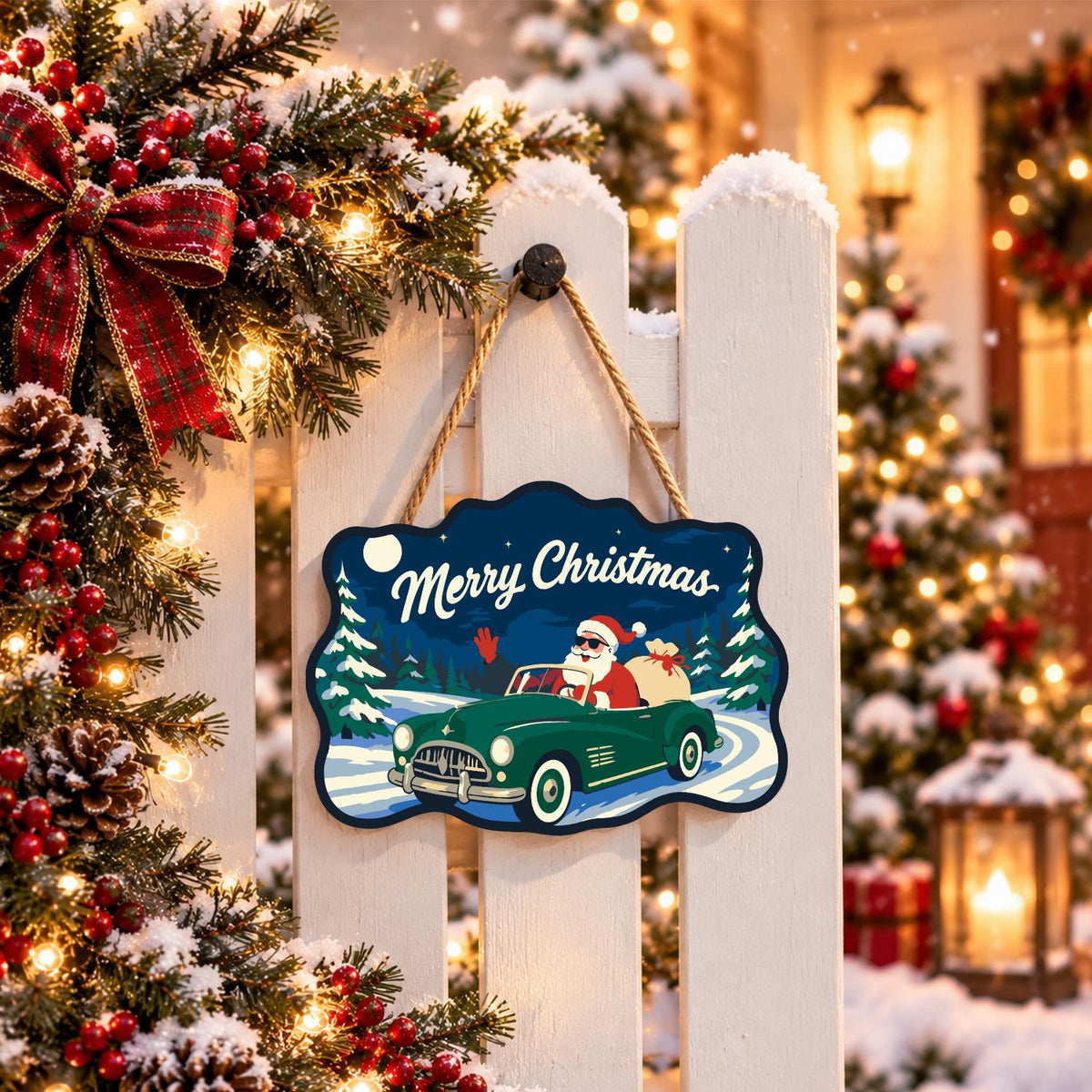 Convertible Santa Forest Cruise paint by numbers hanging sign – image 15