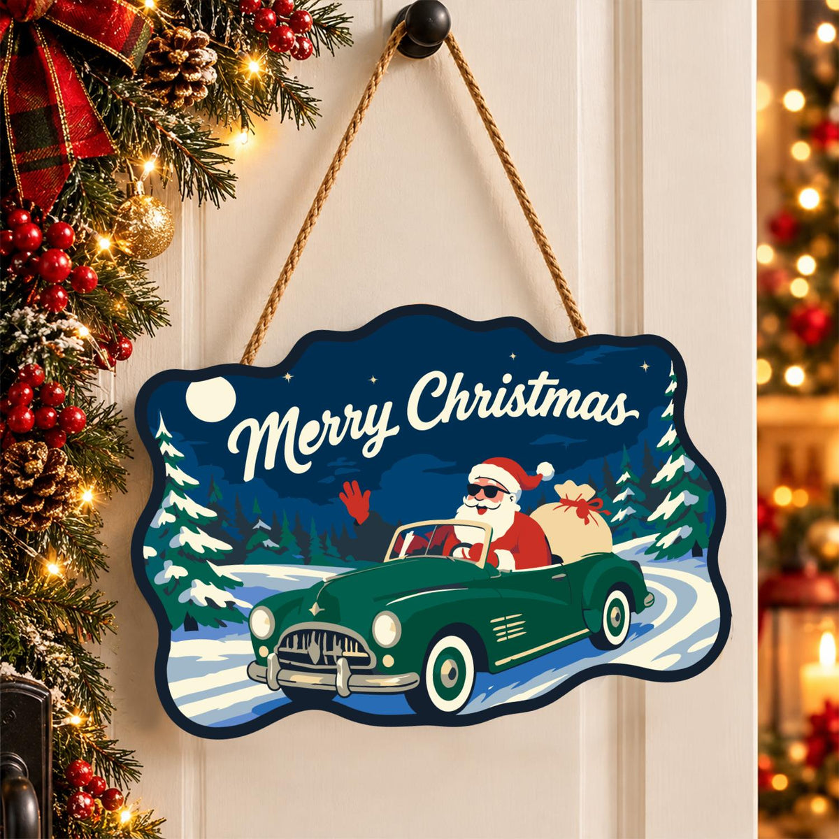 Convertible Santa Forest Cruise paint by numbers hanging sign – image 16