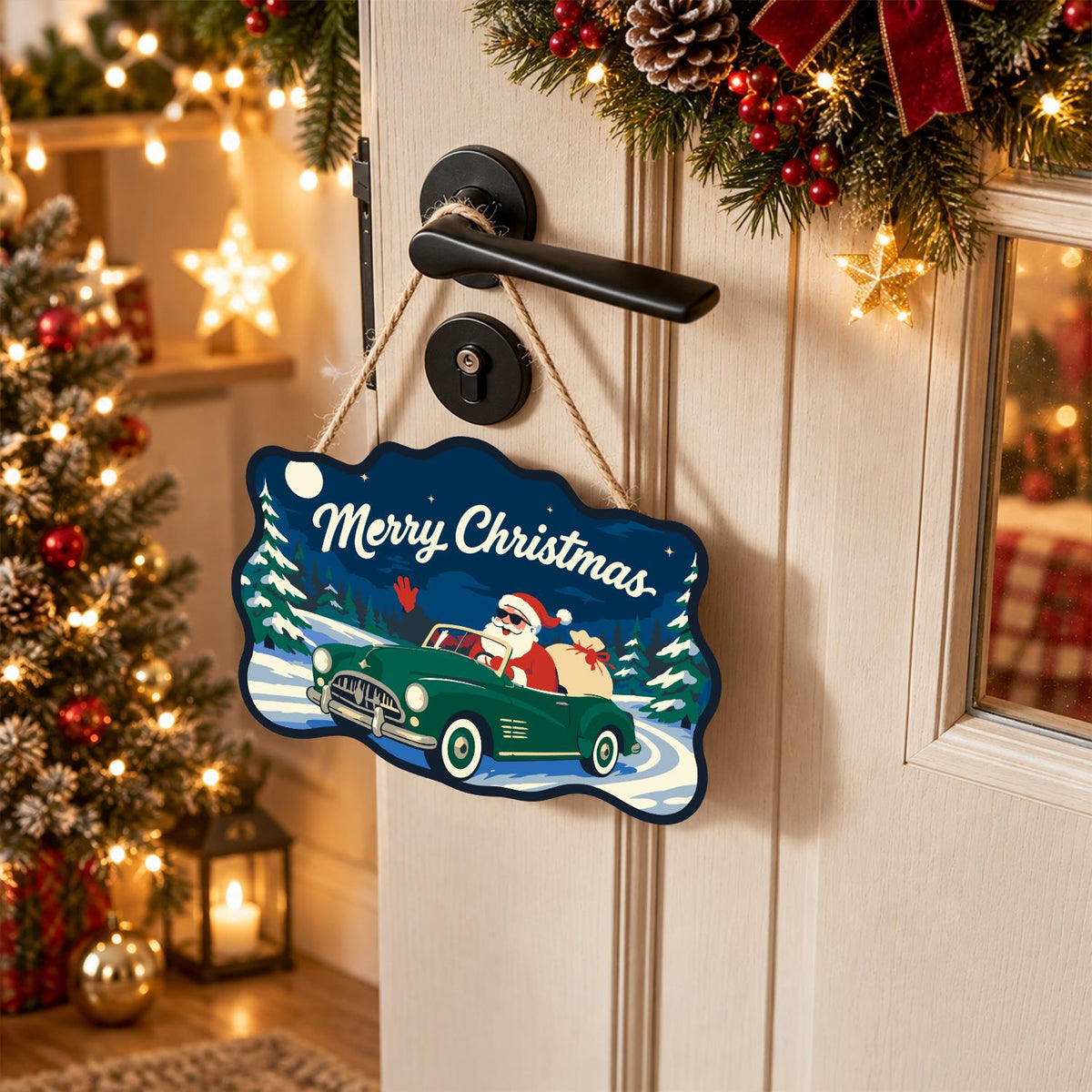 Convertible Santa Forest Cruise paint by numbers hanging sign – image 18
