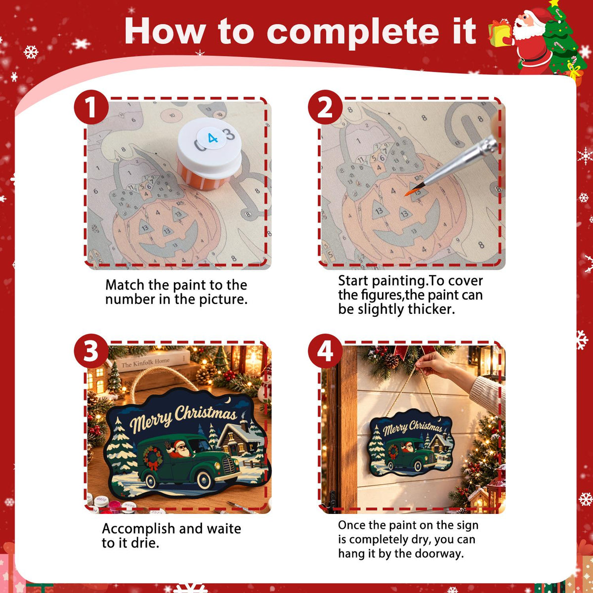 Wreath Van Santa Delivery paint by numbers hanging sign – image 6