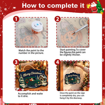 Wreath Van Santa Delivery paint by numbers hanging sign – image 6
