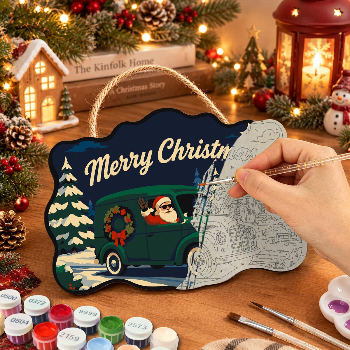 Wreath Van Santa Delivery paint by numbers hanging sign – image 7