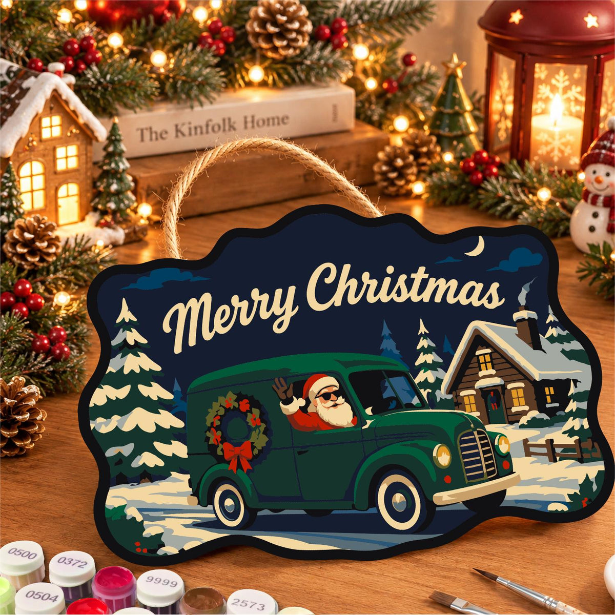 Wreath Van Santa Delivery paint by numbers hanging sign – image 8
