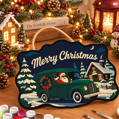 Wreath Van Santa Delivery paint by numbers hanging sign – image 8