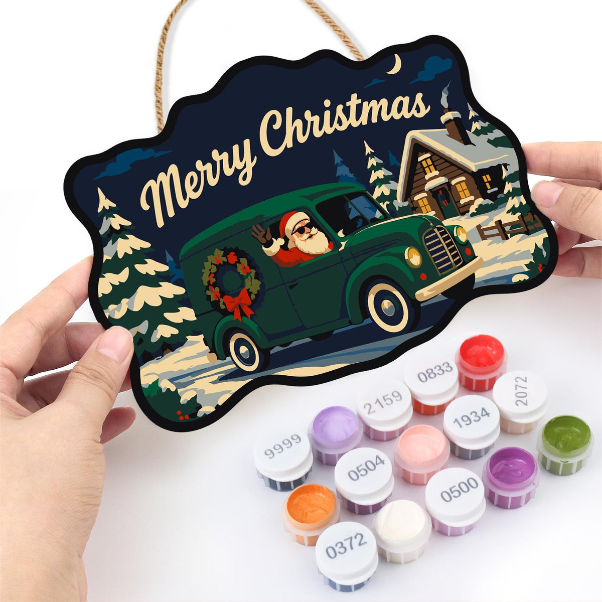Wreath Van Santa Delivery paint by numbers hanging sign – image 9