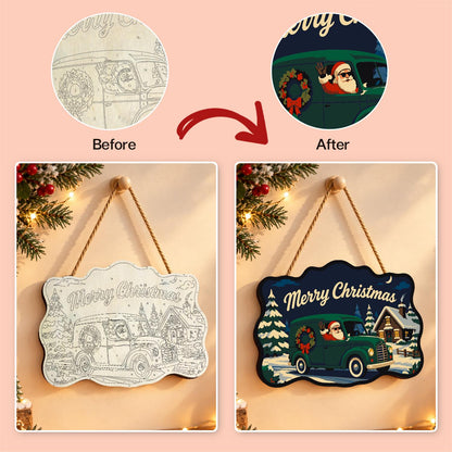 Wreath Van Santa Delivery paint by numbers hanging sign – image 10