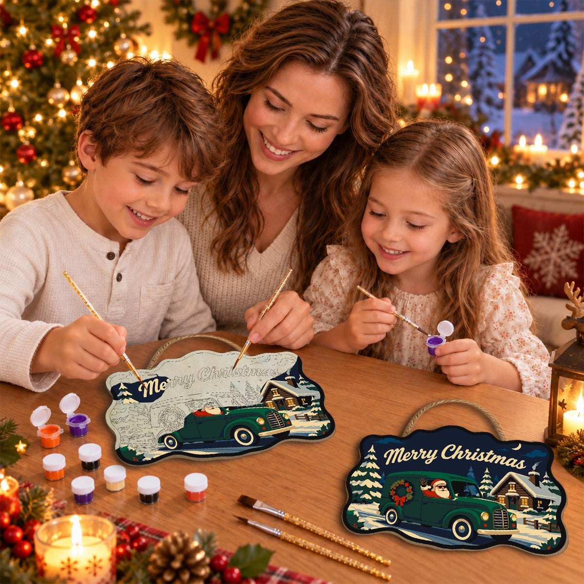 Wreath Van Santa Delivery paint by numbers hanging sign – image 12