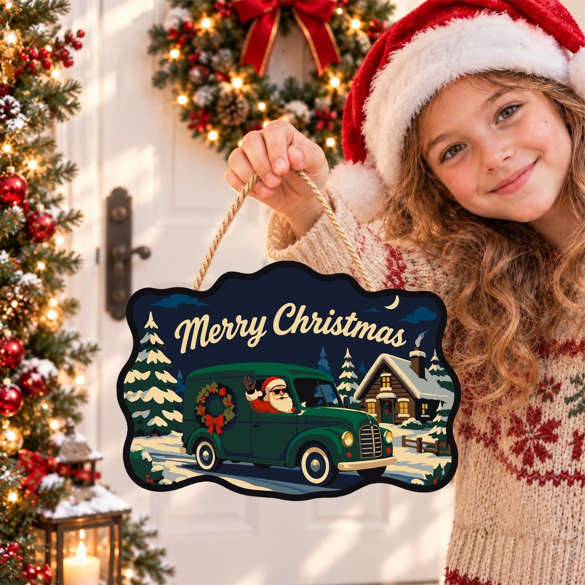 Wreath Van Santa Delivery paint by numbers hanging sign – image 13
