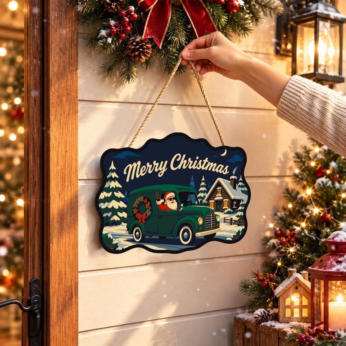 Wreath Van Santa Delivery paint by numbers hanging sign – image 14