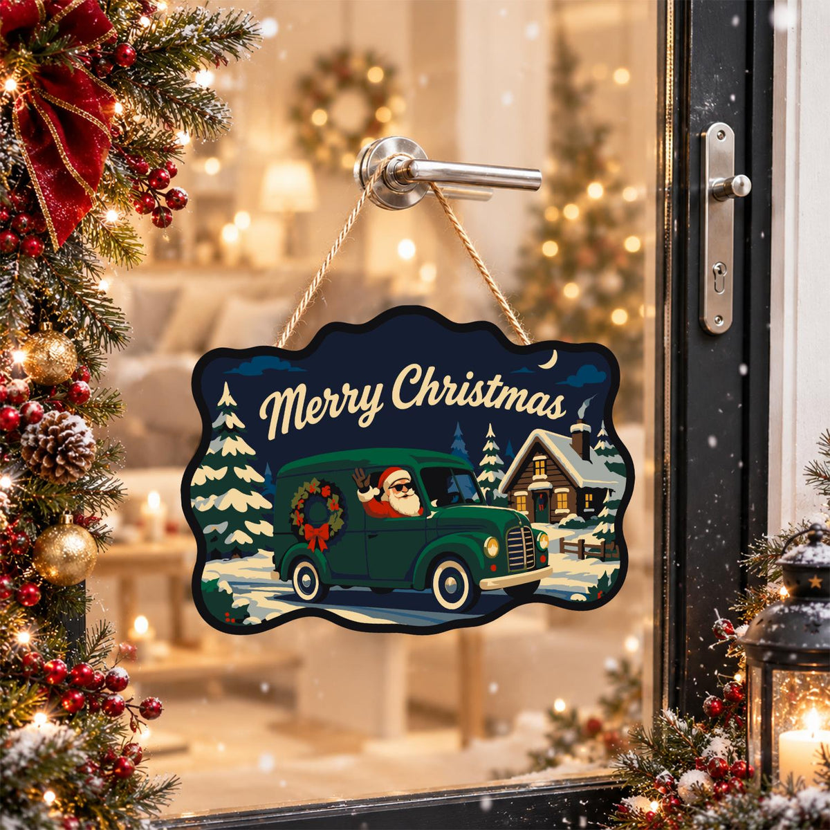 Wreath Van Santa Delivery paint by numbers hanging sign – image 17