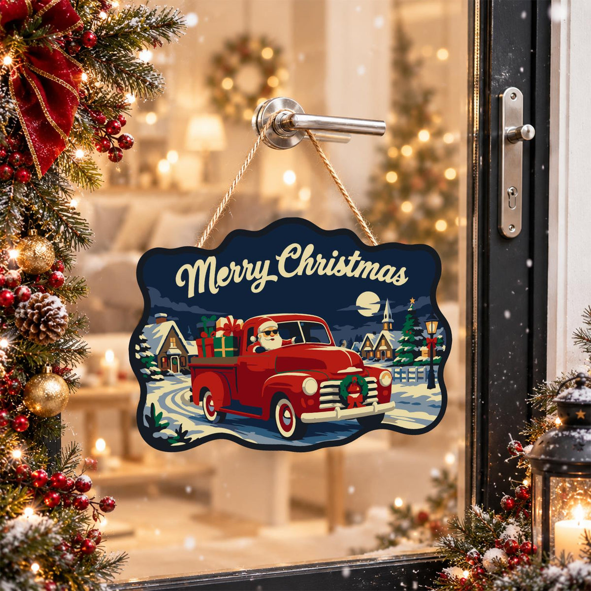 Red Pickup Santa Gift Run paint by numbers hanging sign – image 17