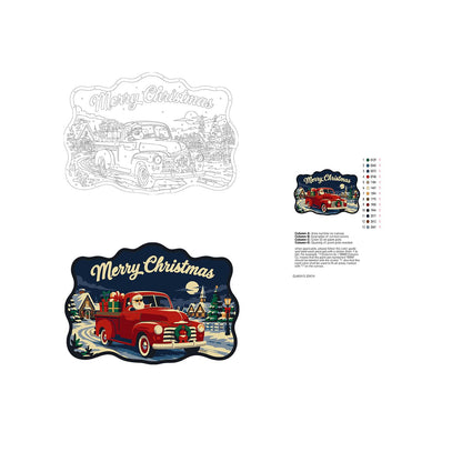 Red Pickup Santa Gift Run paint by numbers hanging sign – image 19