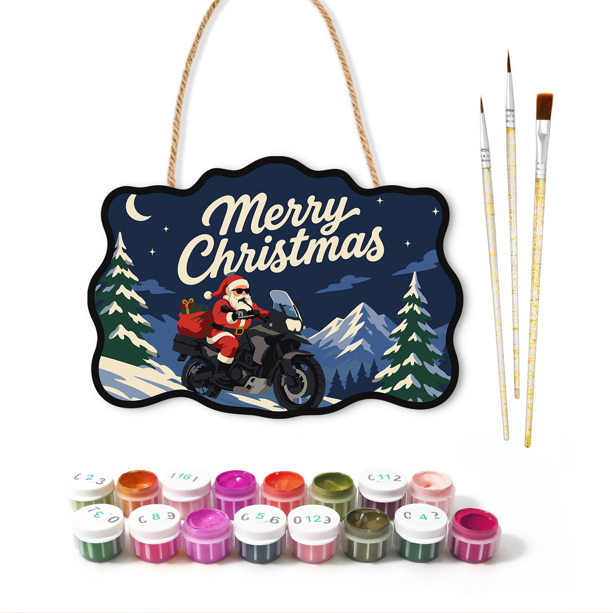 Adventure Bike Santa Peaks paint by numbers hanging sign – image 2