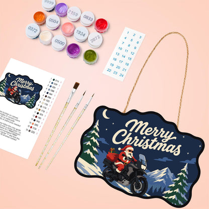 Adventure Bike Santa Peaks paint by numbers hanging sign – image 4