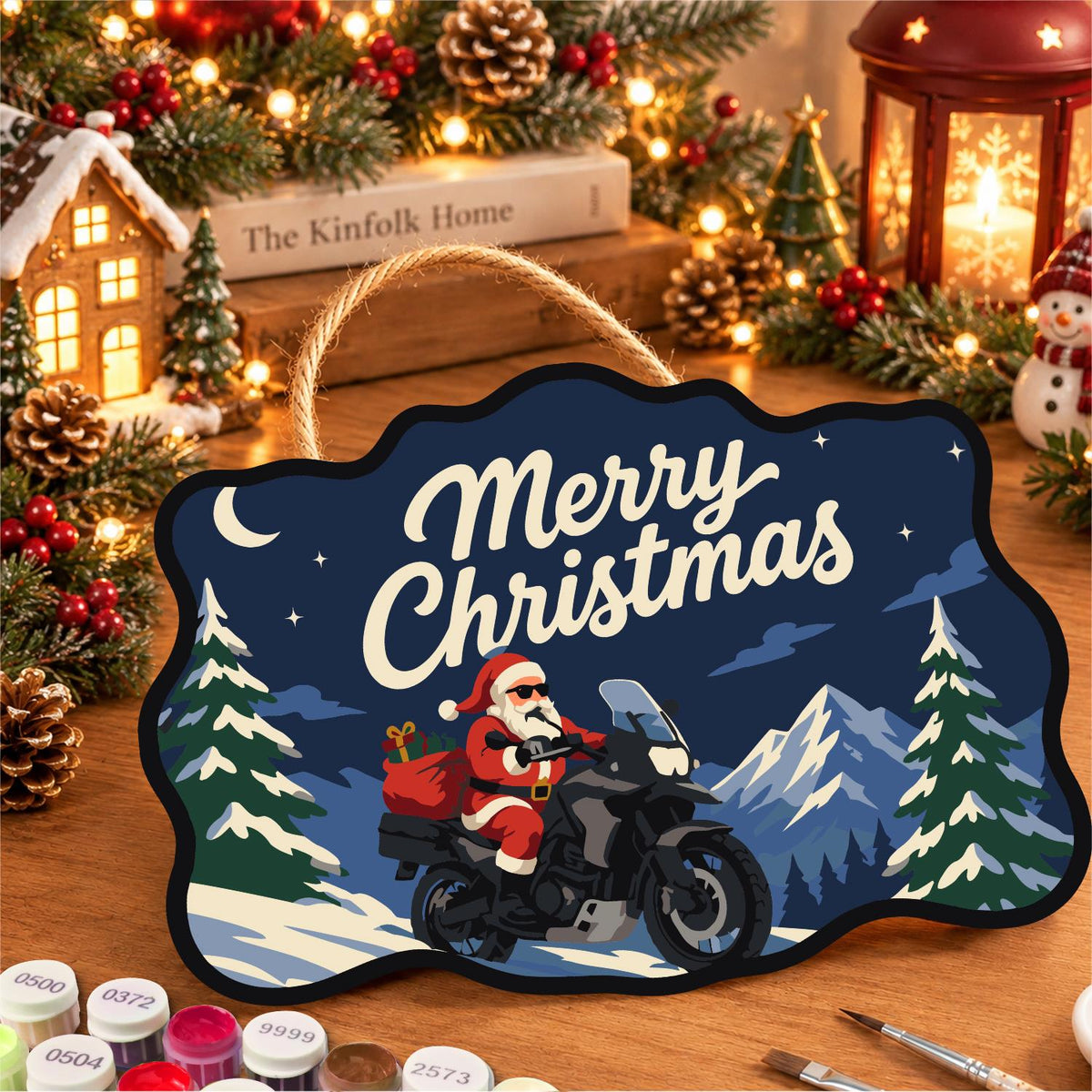 Adventure Bike Santa Peaks paint by numbers hanging sign – image 8