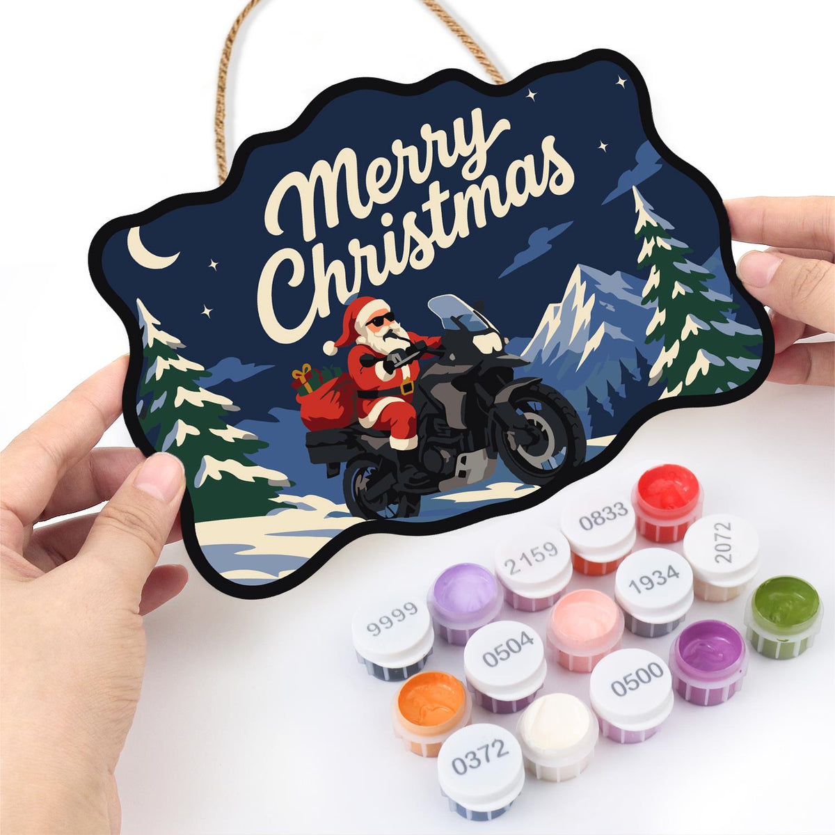 Adventure Bike Santa Peaks paint by numbers hanging sign – image 9