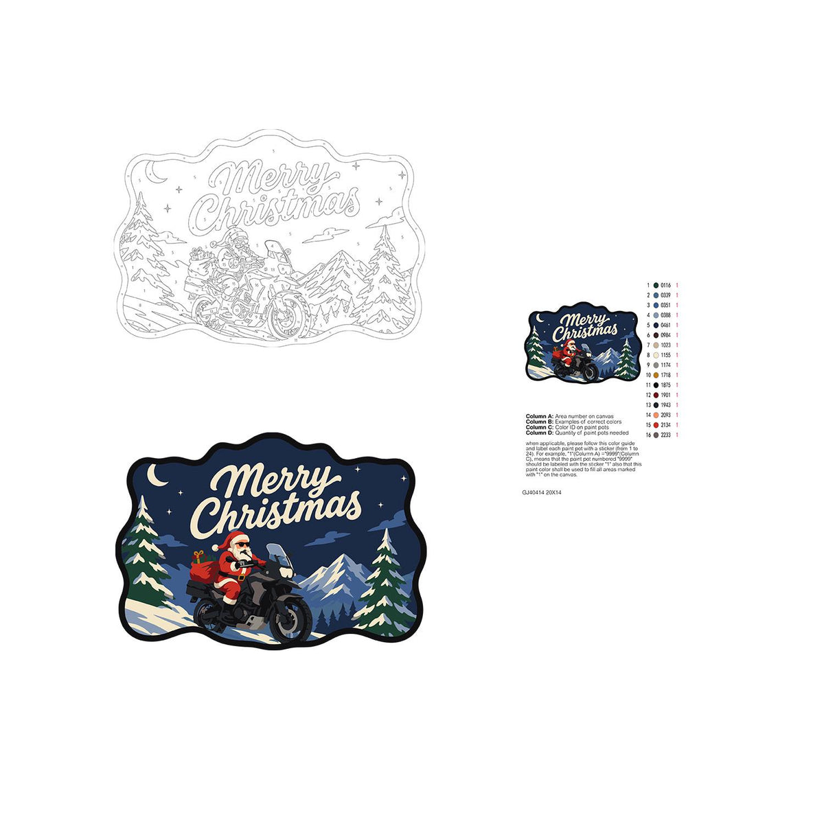 Adventure Bike Santa Peaks paint by numbers hanging sign – image 19