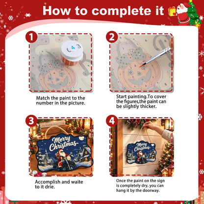 Sunglasses Santa Chopper Ride paint by numbers hanging sign – image 6